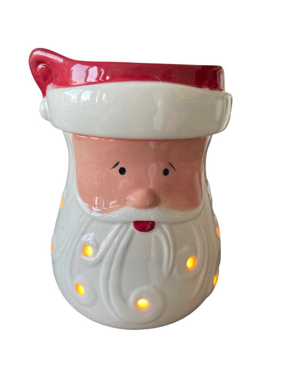 Santa Ceramic Wax Warmer - White and Red Holiday Decor
